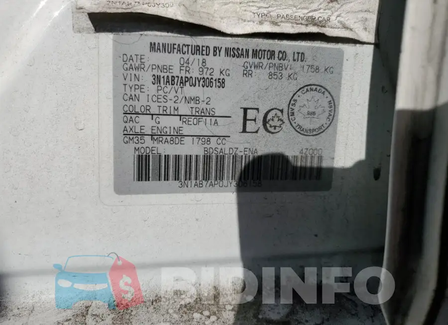 3N1AB7AP0JY306158 Photo# 12