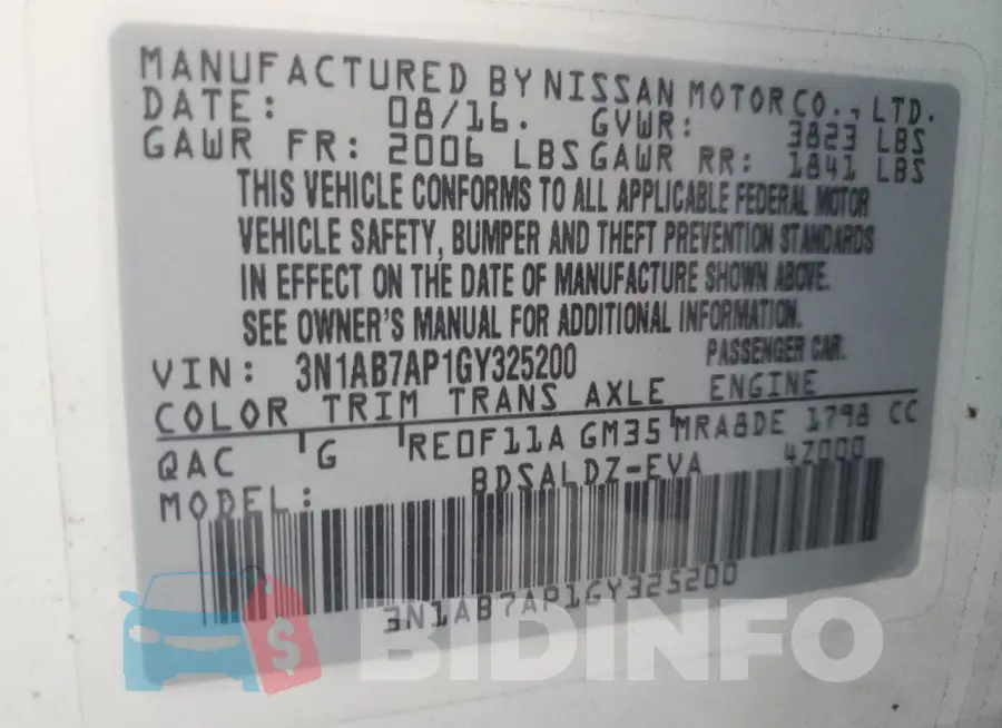 3N1AB7AP1GY325200 Photo# 12