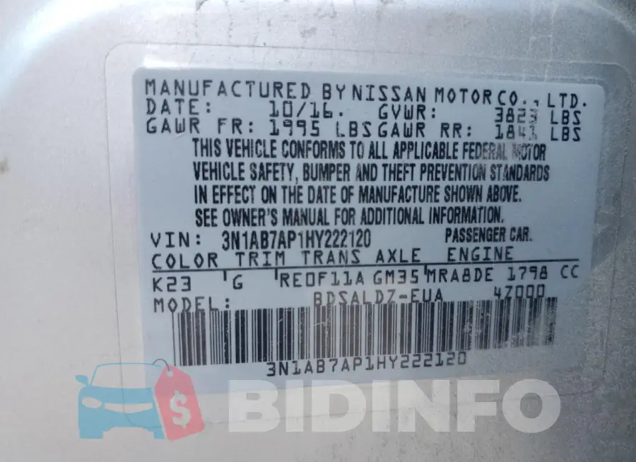 3N1AB7AP1HY222120 Photo# 12