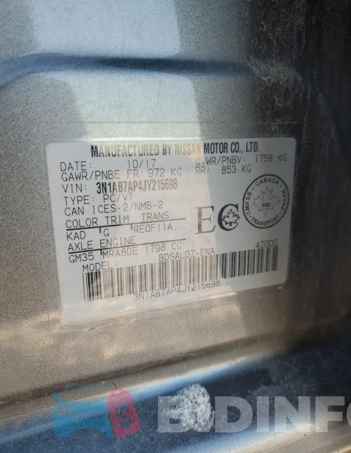 3N1AB7AP4JY215698 Photo# 13