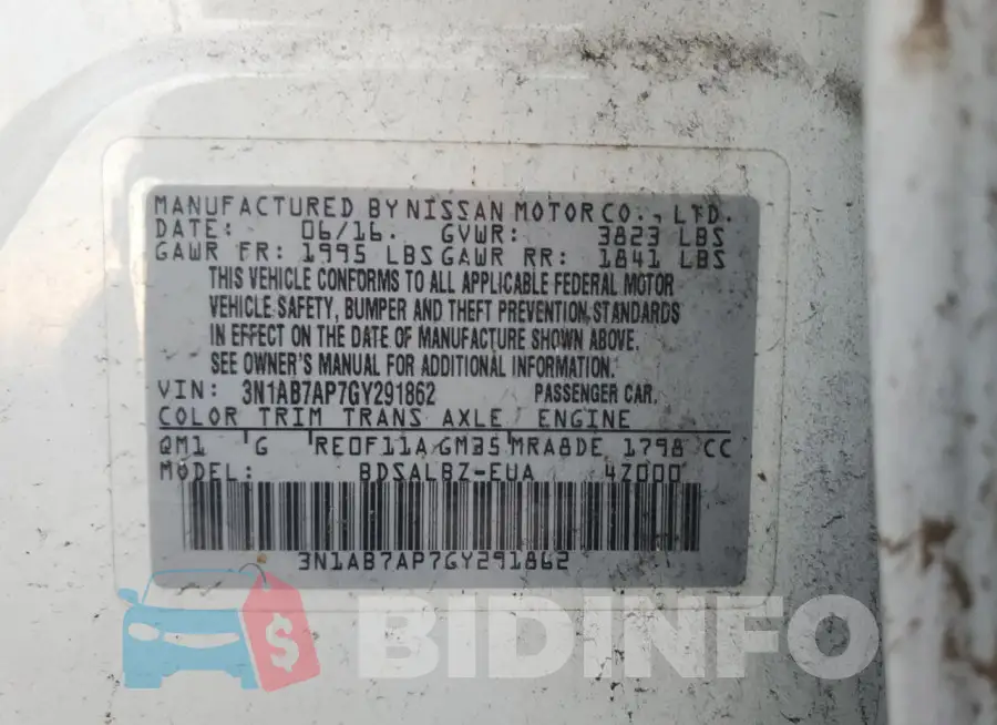3N1AB7AP7GY291862 Photo# 12