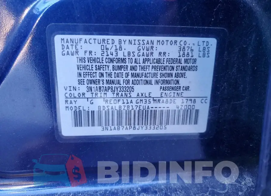 3N1AB7AP8JY333205 Photo# 12