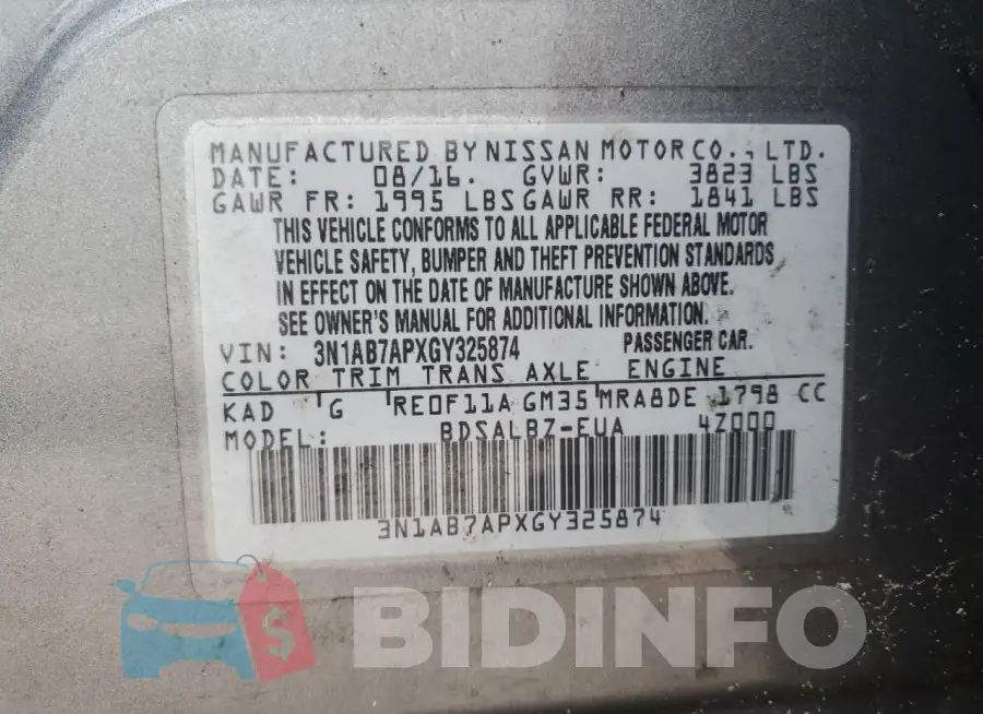 3N1AB7APXGY325874 Photo# 12