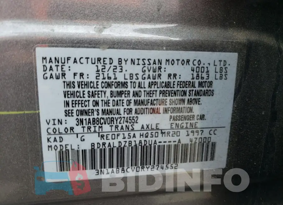 3N1AB8CV0RY274552 Photo# 12