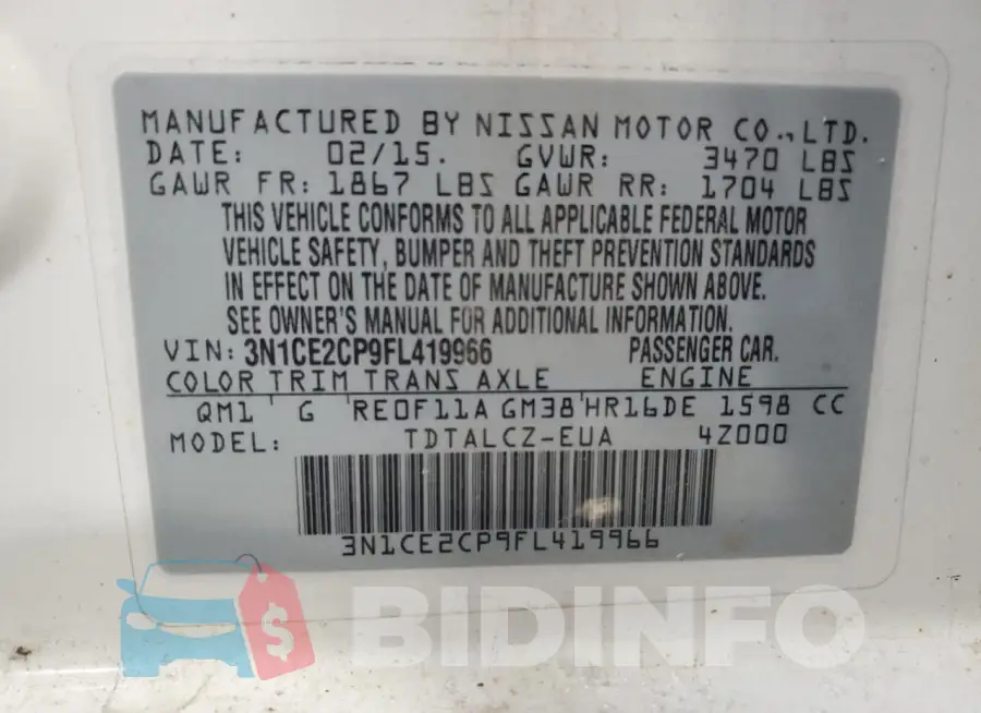 3N1CE2CP9FL419966 Photo# 12