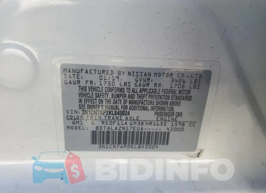 3N1CN7AP2KL845024 Photo# 12