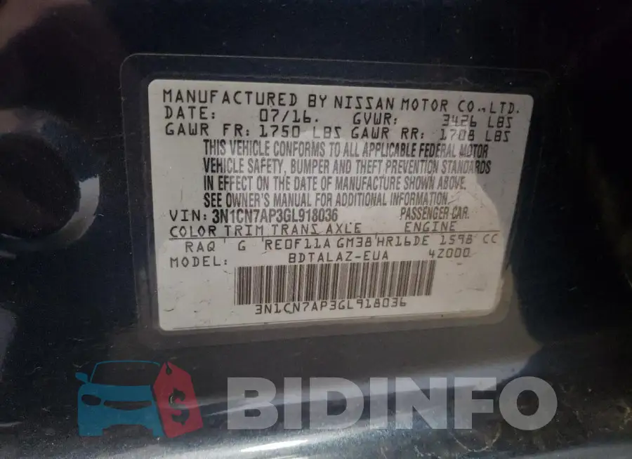 3N1CN7AP3GL918036 Photo# 12