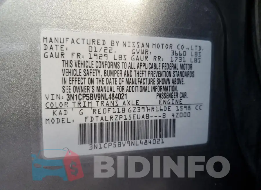 3N1CP5BV9NL484021 Photo# 14