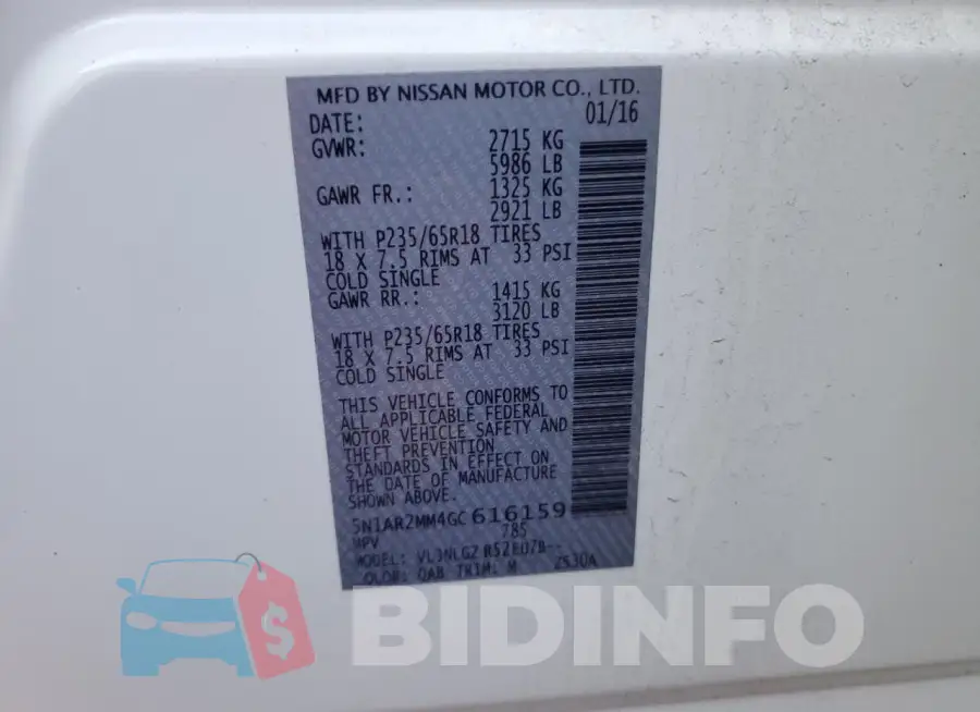 5N1AR2MM4GC616159 Photo# 14