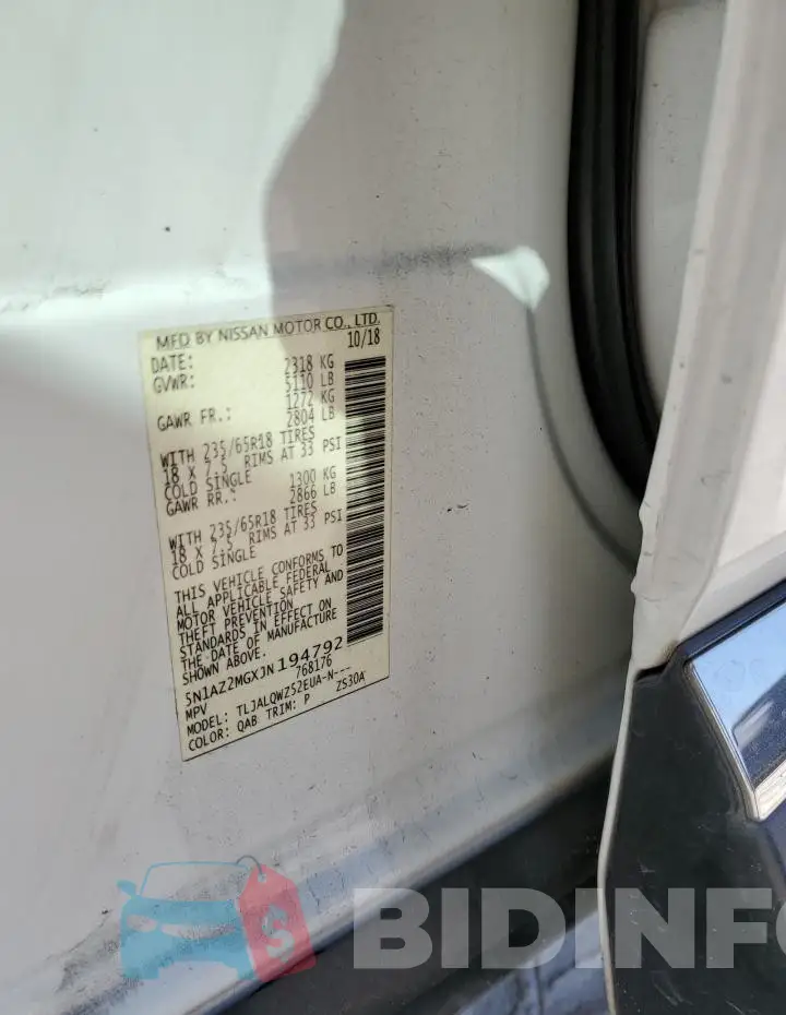 5N1AZ2MGXJN194792 Photo# 13
