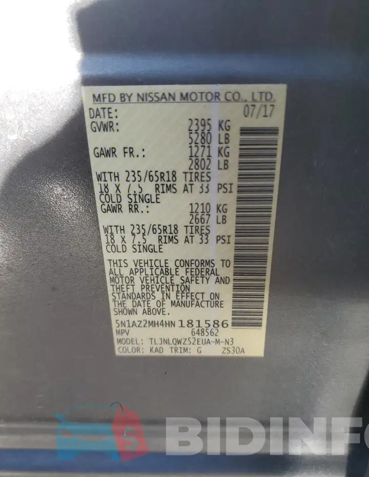5N1AZ2MH4HN181586 Photo# 14