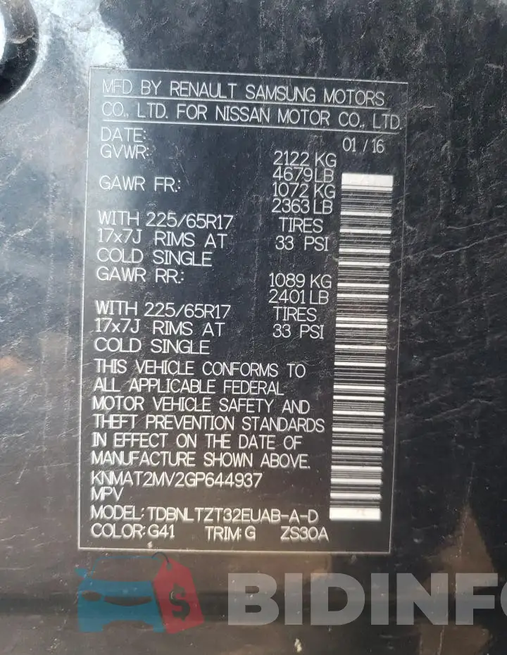 KNMAT2MV2GP644937 Photo# 12