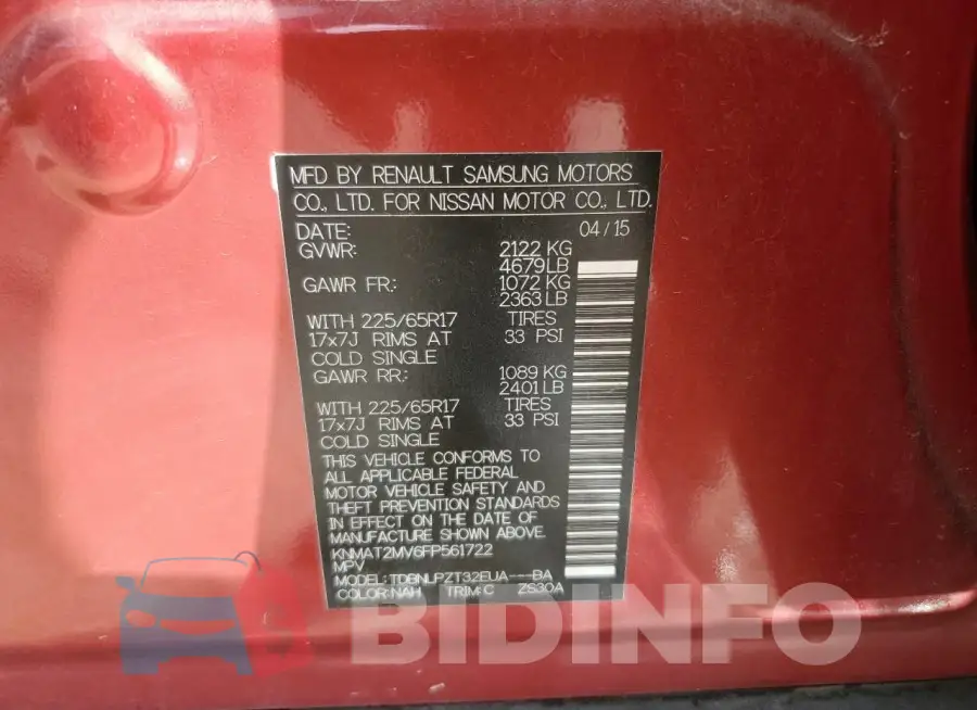 KNMAT2MV6FP561722 Photo# 14
