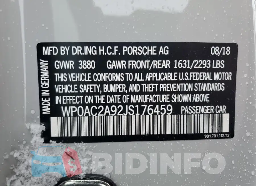 WP0AC2A92JS176459 Photo# 12