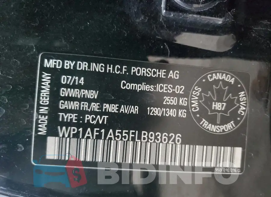 WP1AF1A55FLB93626 Photo# 14
