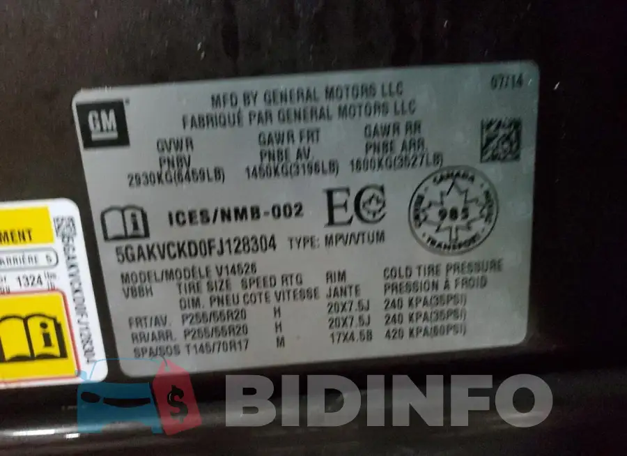 5GAKVCKD0FJ128304 Photo# 13