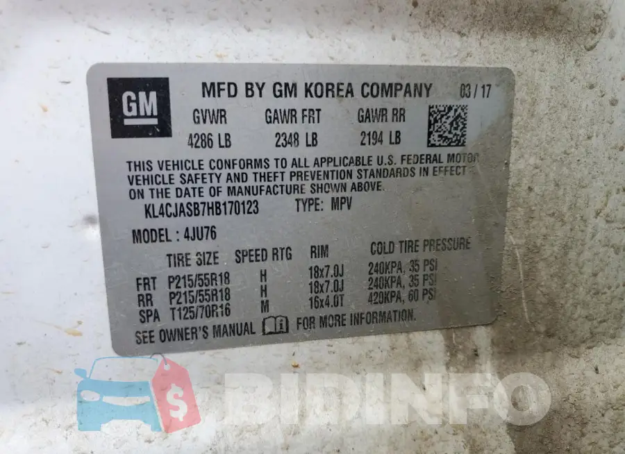 KL4CJASB7HB170123 Photo# 13