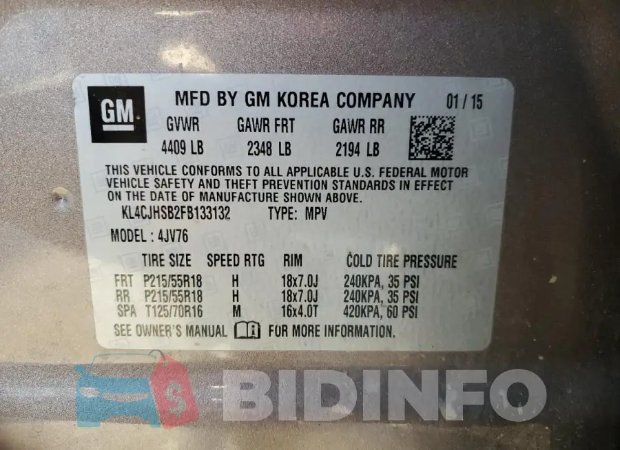 KL4CJHSB2FB133132 Photo# 14