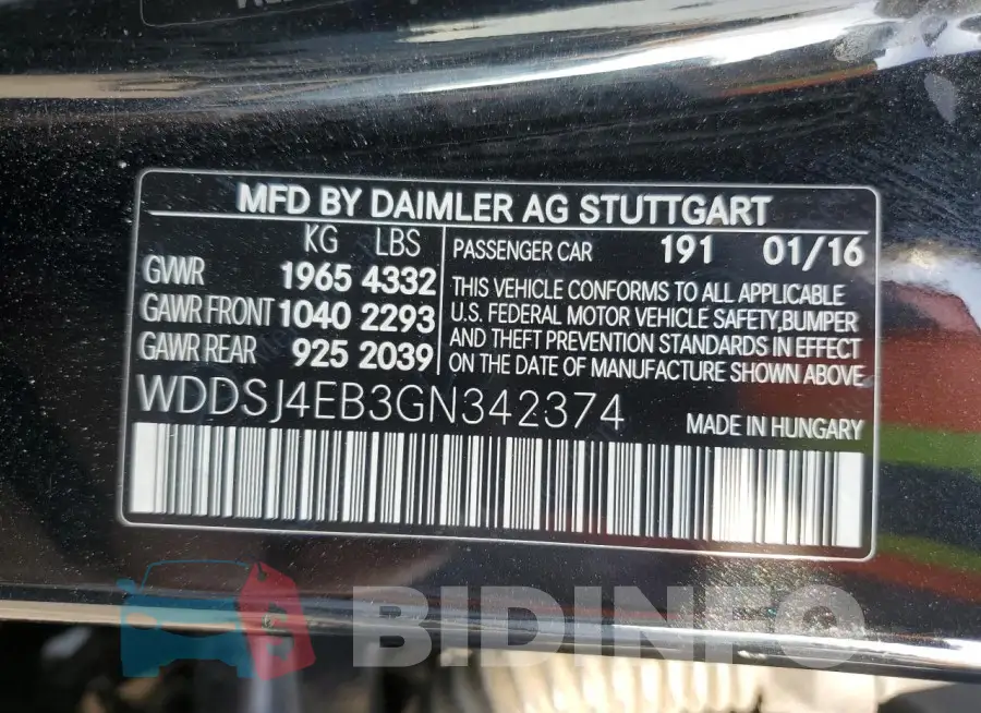 WDDSJ4EB3GN342374 Photo# 12
