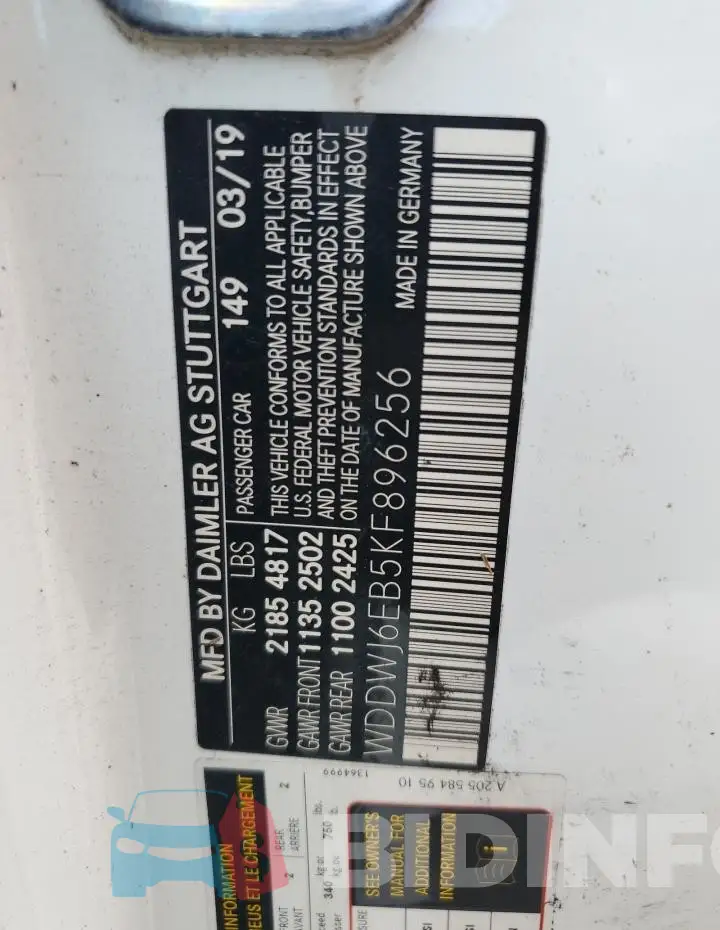 WDDWJ6EB5KF896256 Photo# 13