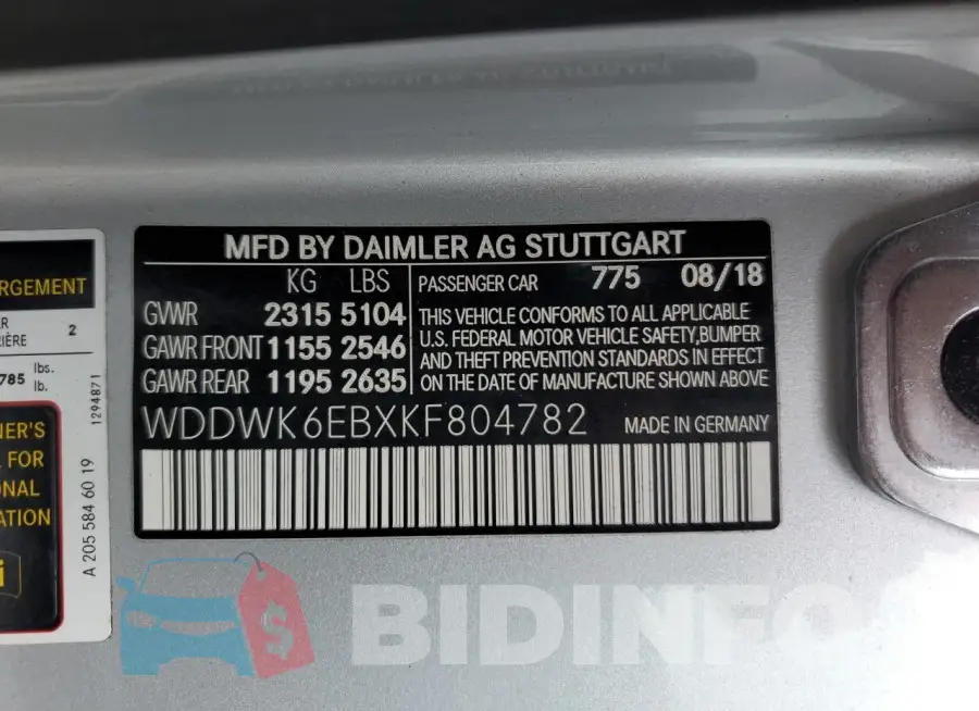 WDDWK6EBXKF804782 Photo# 12