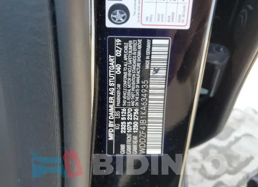 WDDZF4JB1KA634935 Photo# 12