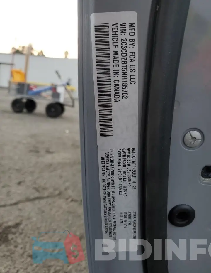 2C3CDZBT5NH185702 Photo# 12