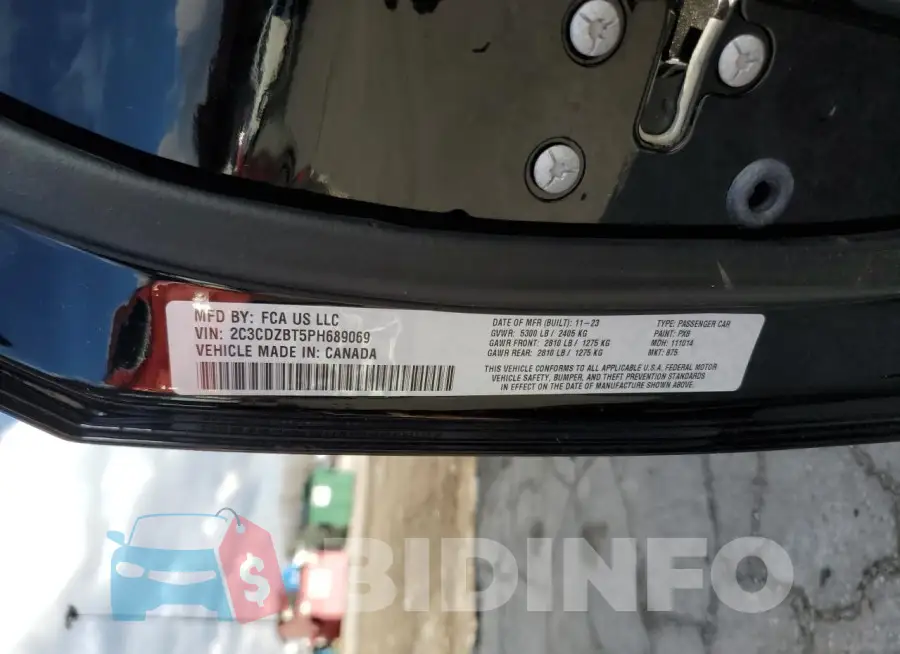 2C3CDZBT5PH689069 Photo# 12
