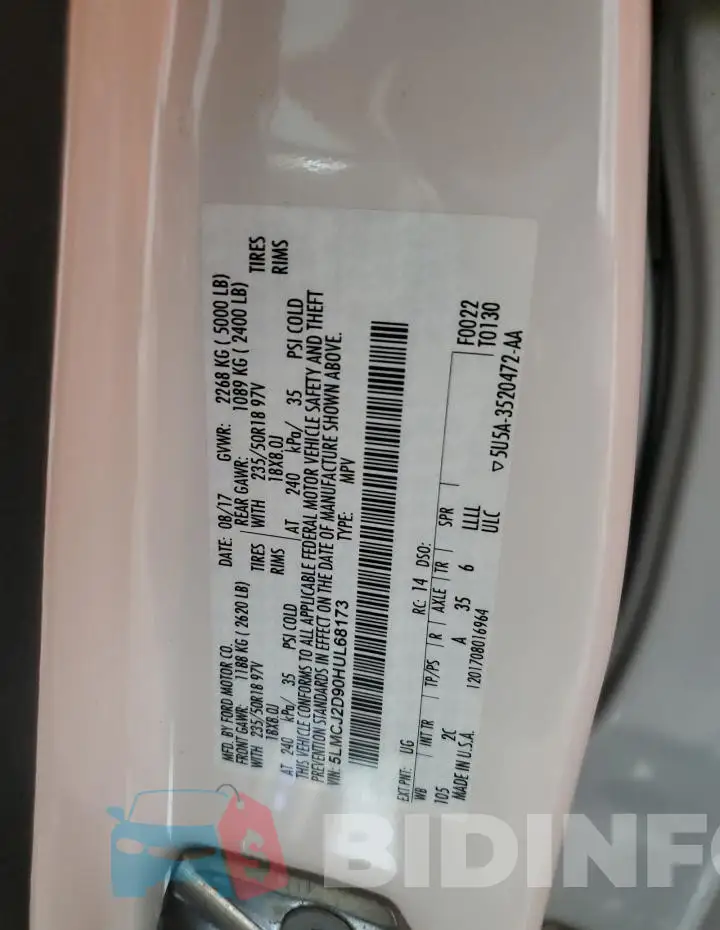 5LMCJ2D90HUL68173 Photo# 14