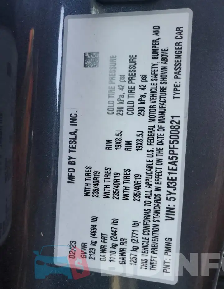 5YJ3E1EA5PF500821 Photo# 12