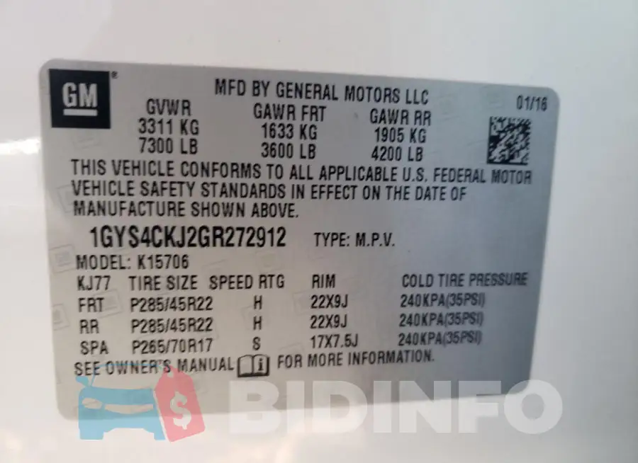 1GYS4CKJ2GR272912 Photo# 13