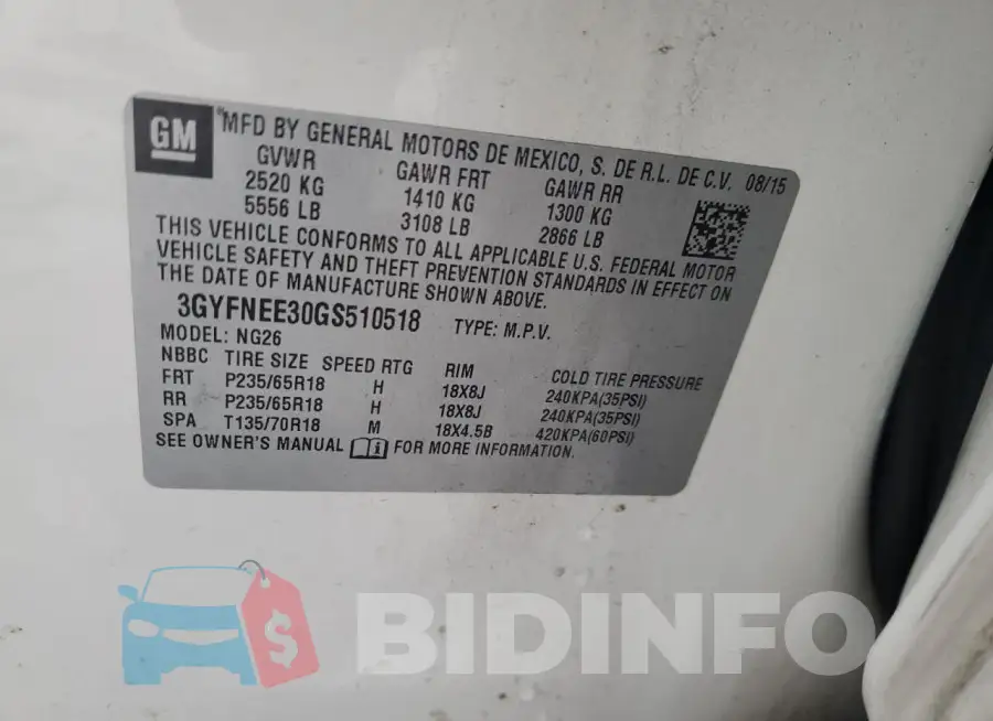 3GYFNEE30GS510518 Photo# 14