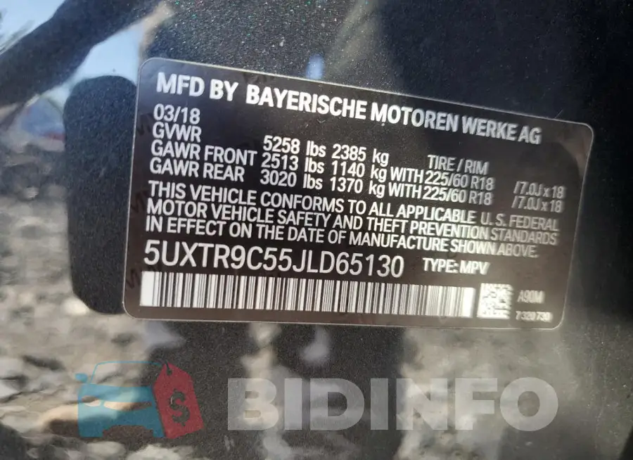 5UXTR9C55JLD65130 Photo# 13