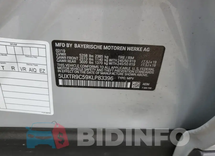 5UXTR9C59KLP83396 Photo# 13