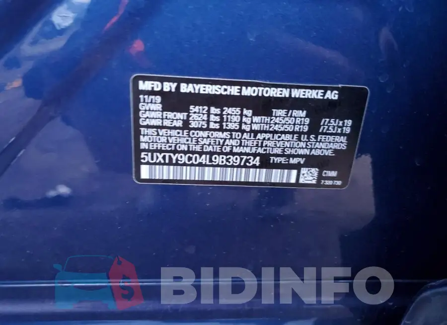 5UXTY9C04L9B39734 Photo# 13