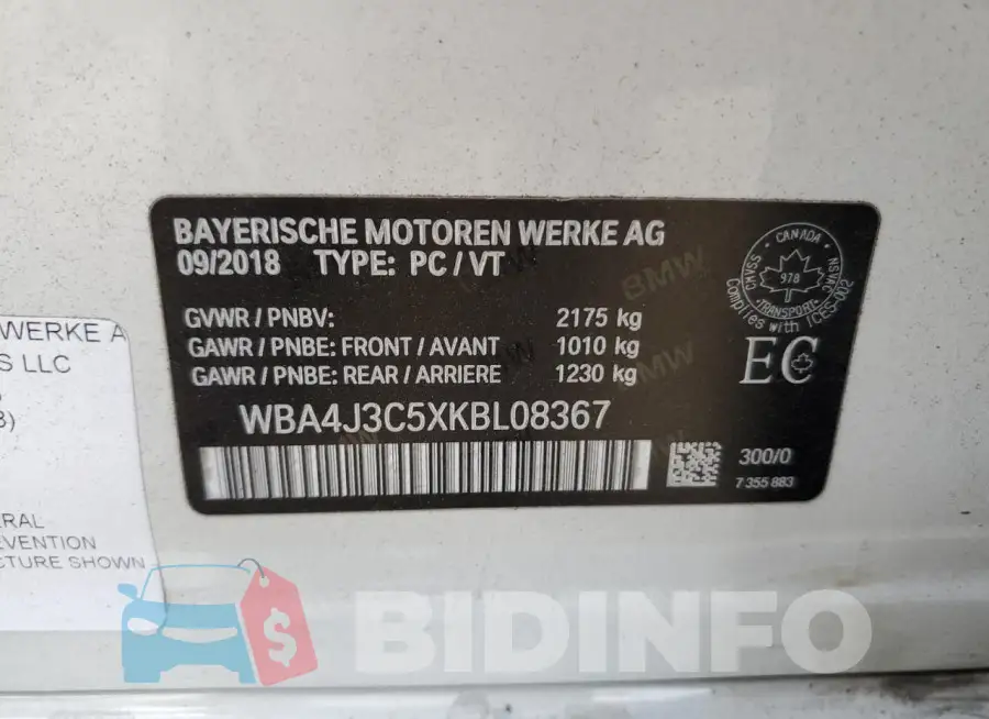 WBA4J3C5XKBL08367 Photo# 12