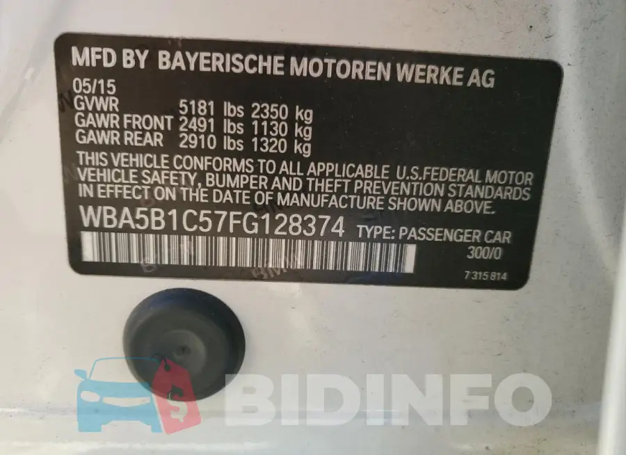 WBA5B1C57FG128374 Photo# 12