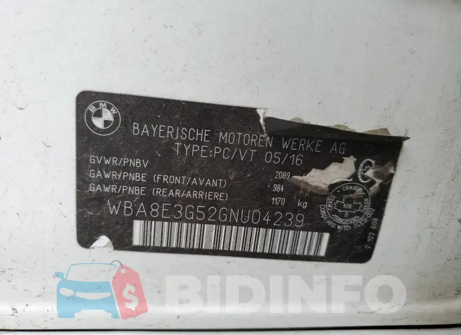 WBA8E3G52GNU04239 Photo# 13