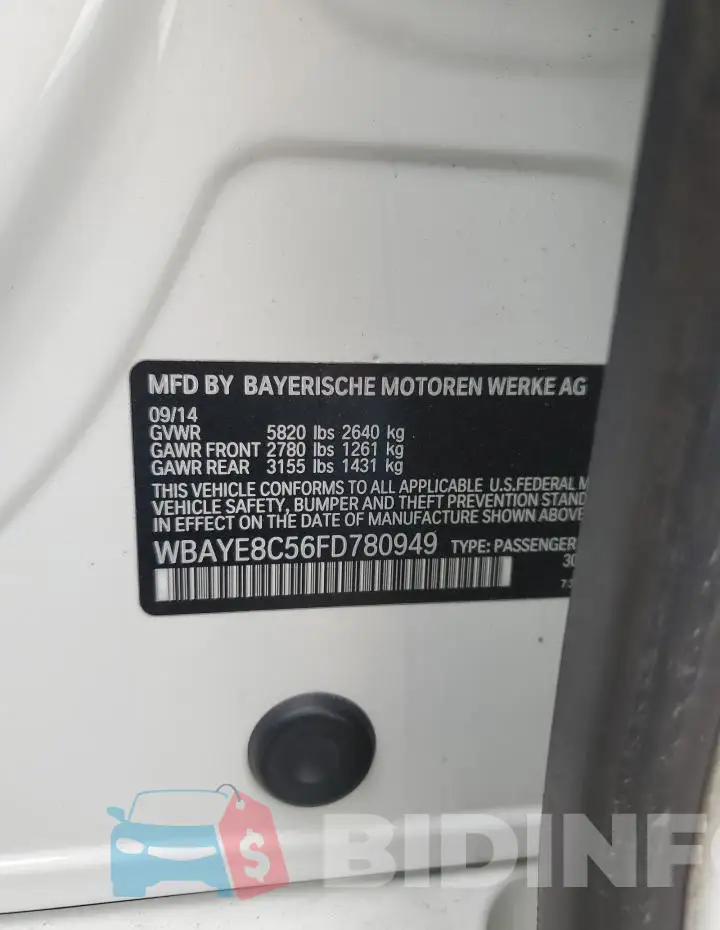 WBAYE8C56FD780949 Photo# 12