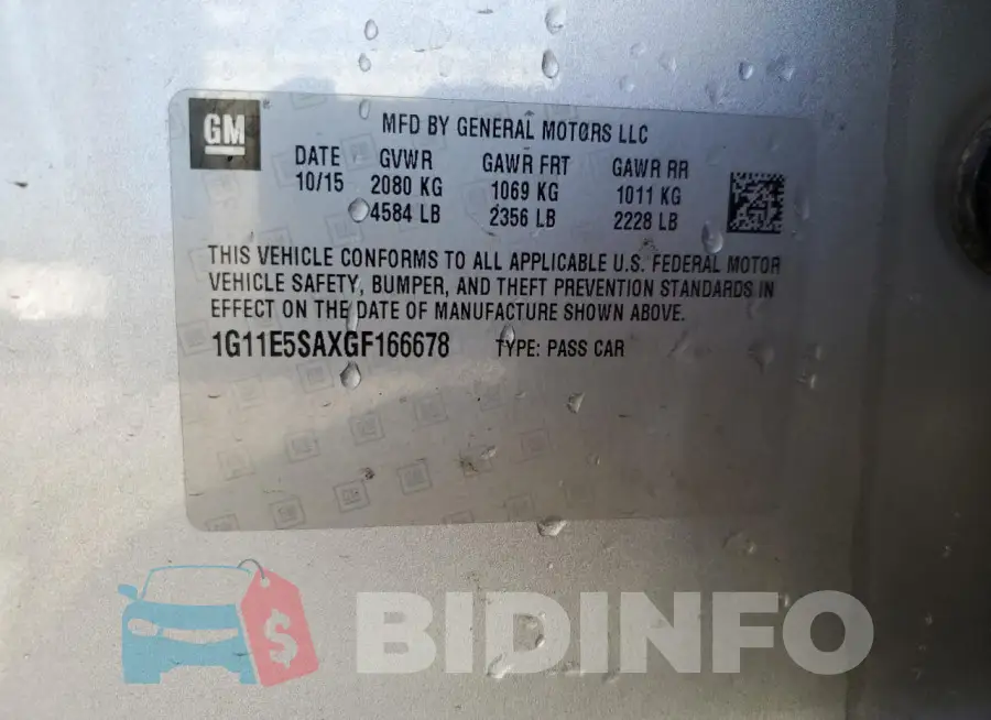 1G11E5SAXGF166678 Photo# 12