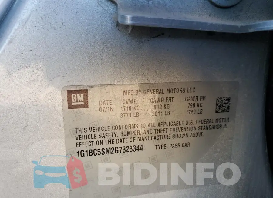 1G1BC5SM2G7323344 Photo# 12