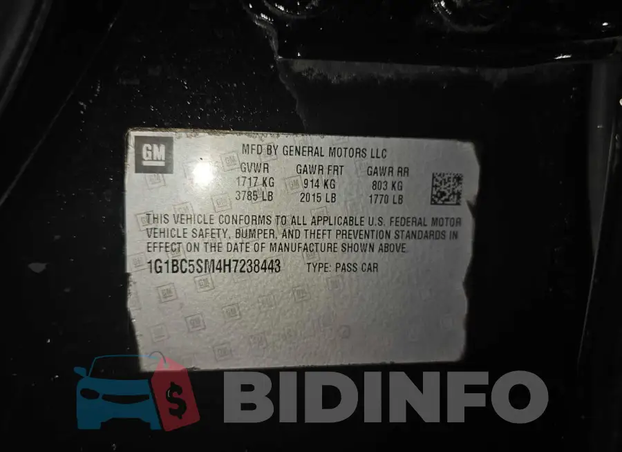 1G1BC5SM4H7238443 Photo# 10
