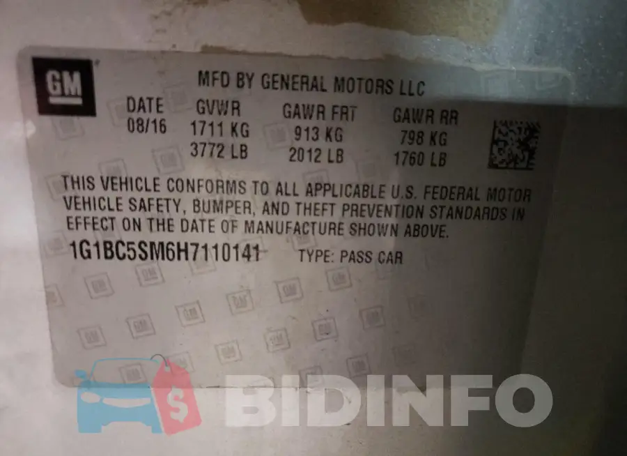 1G1BC5SM6H7110141 Photo# 12