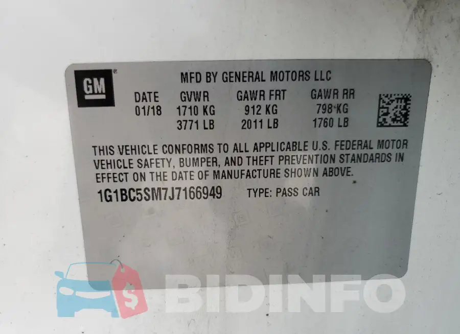 1G1BC5SM7J7166949 Photo# 12
