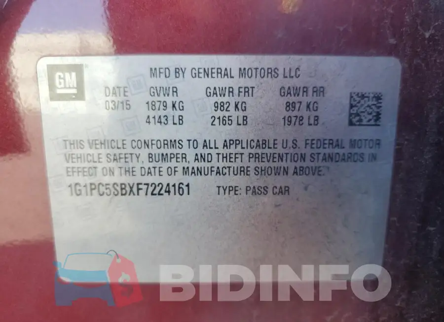 1G1PC5SBXF7224161 Photo# 12