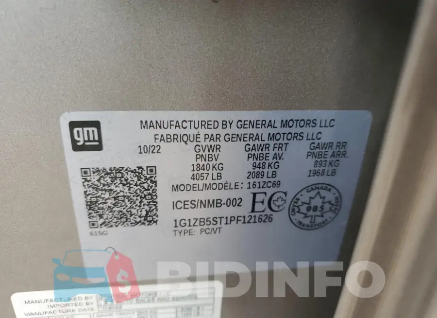 1G1ZB5ST1PF121626 Photo# 12