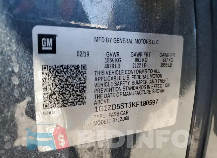 1G1ZD5ST3KF180597 Photo# 12