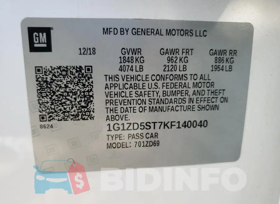 1G1ZD5ST7KF140040 Photo# 12