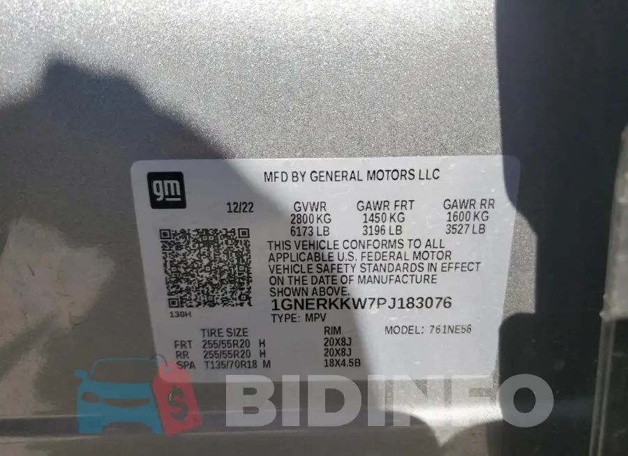 1GNERKKW7PJ183076 Photo# 13