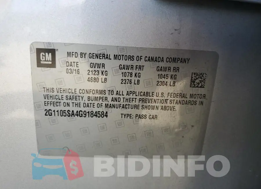 2G1105SA4G9184584 Photo# 12